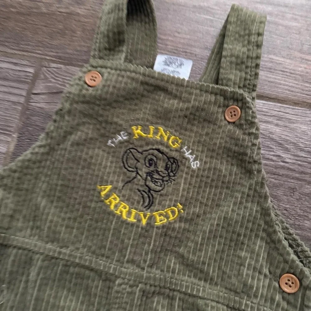 Vintage Disney lion king Baby Green Corduroy Overalls size 12M